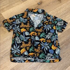 Old Navy Black Tropical Print Shirt